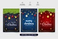 Christmas gift card collection with dark blue and red colors. Creative gift card design for Xmas with colorful elements and Royalty Free Stock Photo