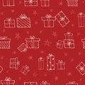 Christmas gift doodle pattern with red background