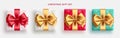 Christmas gift elements vector set design. Christmas gift set with elegant pattern wrapper Royalty Free Stock Photo