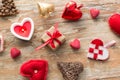 Christmas gift, heart shaped decorations, candle Royalty Free Stock Photo