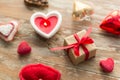 Christmas gift, heart shaped decorations, candle Royalty Free Stock Photo