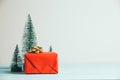 Christmas gift and pine tree. Merry Christmas and happy new year concept Royalty Free Stock Photo