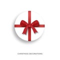 Christmas gift. Realistic present with red ribbon bow. Xmas and New Year gift decoration Royalty Free Stock Photo