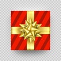 Christmas gift box present red golden ribbon bow wrapper pattern vector Royalty Free Stock Photo