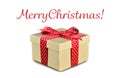 Christmas gift with red ribbon isolated on white Royalty Free Stock Photo