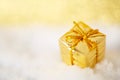 Christmas gift on snow macro Royalty Free Stock Photo