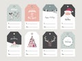 Christmas gift tag set in retro style . vector illustration Royalty Free Stock Photo