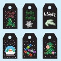 Christmas gift tags set. Creative hand-drawn texture for winter Royalty Free Stock Photo