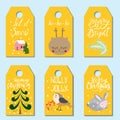 Christmas gift tags set. Creative hand-drawn texture for winter Royalty Free Stock Photo