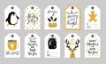Christmas gift tags set, hand drawn style. Royalty Free Stock Photo