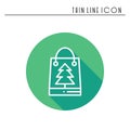 Christmas gift thin line icon. Present shopping, sale. New Year celebration outline decorated pictogram. Xmas winter