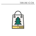 Christmas gift thin line icon. Present shopping, sale. New Year celebration outline decorated pictogram. Xmas winter