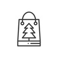 Christmas gift thin line icon. Present shopping, sale. New Year celebration outline decorated pictogram. Xmas winter