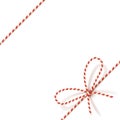 Christmas gift tying: bow-knot of red and white twisted cord. Vector illustration, eps10.