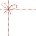 Christmas gift tying: bow-knot of red and white twisted cord. Vector illustration, eps10.