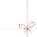 Christmas gift tying: bow-knot of red and white twisted cord. Vector illustration, eps10. Royalty Free Stock Photo