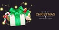 Christmas gift vector design. Merry christmas and happy new year greeting text Royalty Free Stock Photo