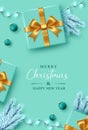 Christmas gift vector poster design. Merry christmas and happy new year greeting text Royalty Free Stock Photo