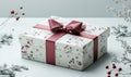 a christmas giftbox in gainful style, plain white background Royalty Free Stock Photo
