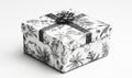 a christmas giftbox in gainful style, plain white background Royalty Free Stock Photo