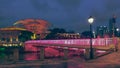 Night city walkway in Singapore Royalty Free Stock Photo