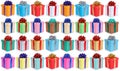 Christmas gifts birthday gift presents present background collection collage isolated on white Royalty Free Stock Photo