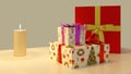 Christmas gifts, Candle and gift box Royalty Free Stock Photo