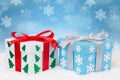 Christmas gifts decoration snow snowing snowflakes winter copyspace text