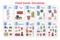 Christmas gifts flash cards topical number and vocabulary learning printable, educational English worksheet for kid