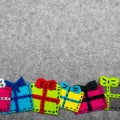 Christmas gifts on grey background. Royalty Free Stock Photo
