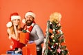 Christmas gifts and love concept. Santa and girl Royalty Free Stock Photo