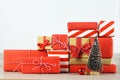 Christmas gifts. Pile of wrapped Christmas presents Royalty Free Stock Photo