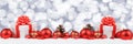 Christmas gifts presents balls banner decoration stars background copyspace Royalty Free Stock Photo