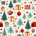 Christmas gifts, seamless pattern. AI Generated Royalty Free Stock Photo