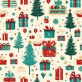 Christmas gifts, seamless pattern. AI Generated Royalty Free Stock Photo