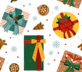 Christmas gifts seamless pattern vector Royalty Free Stock Photo