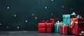 Christmas gifts theme poster, copy space Royalty Free Stock Photo
