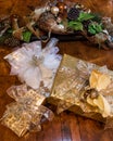 Christmas Gifts wrapped in an elegant setting Royalty Free Stock Photo