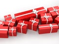 Christmas gifts wrapped in red and white wrappings Royalty Free Stock Photo