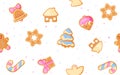 Christmas ginger cookie seamless pattern cute flat Royalty Free Stock Photo