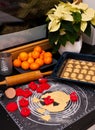 Christmas ginger cookies making still life Royalty Free Stock Photo