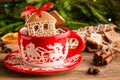 Christmas ginger cookies in a red mug