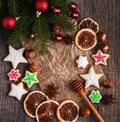 Christmas ginger and honey colorful cookies Royalty Free Stock Photo