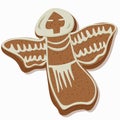Cute christmas gingerbread angel with white milk cream Royalty Free Stock Photo