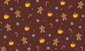 Christmas gingerbread and coffee seamless pattern background
