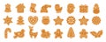 Christmas gingerbread cookie cartoon set vector Royalty Free Stock Photo