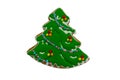 Christmas gingerbread cookie made in shape of Christmas tree isolated on white