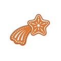 Christmas gingerbread cookie in shape of comet. Flat vector illustration Royalty Free Stock Photo