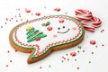 Christmas Gingerbread Cookie in Shape of Speech Cloud - Isolated on White Background Royalty Free Stock Photo