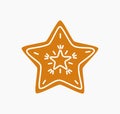 Christmas gingerbread cookie star icon